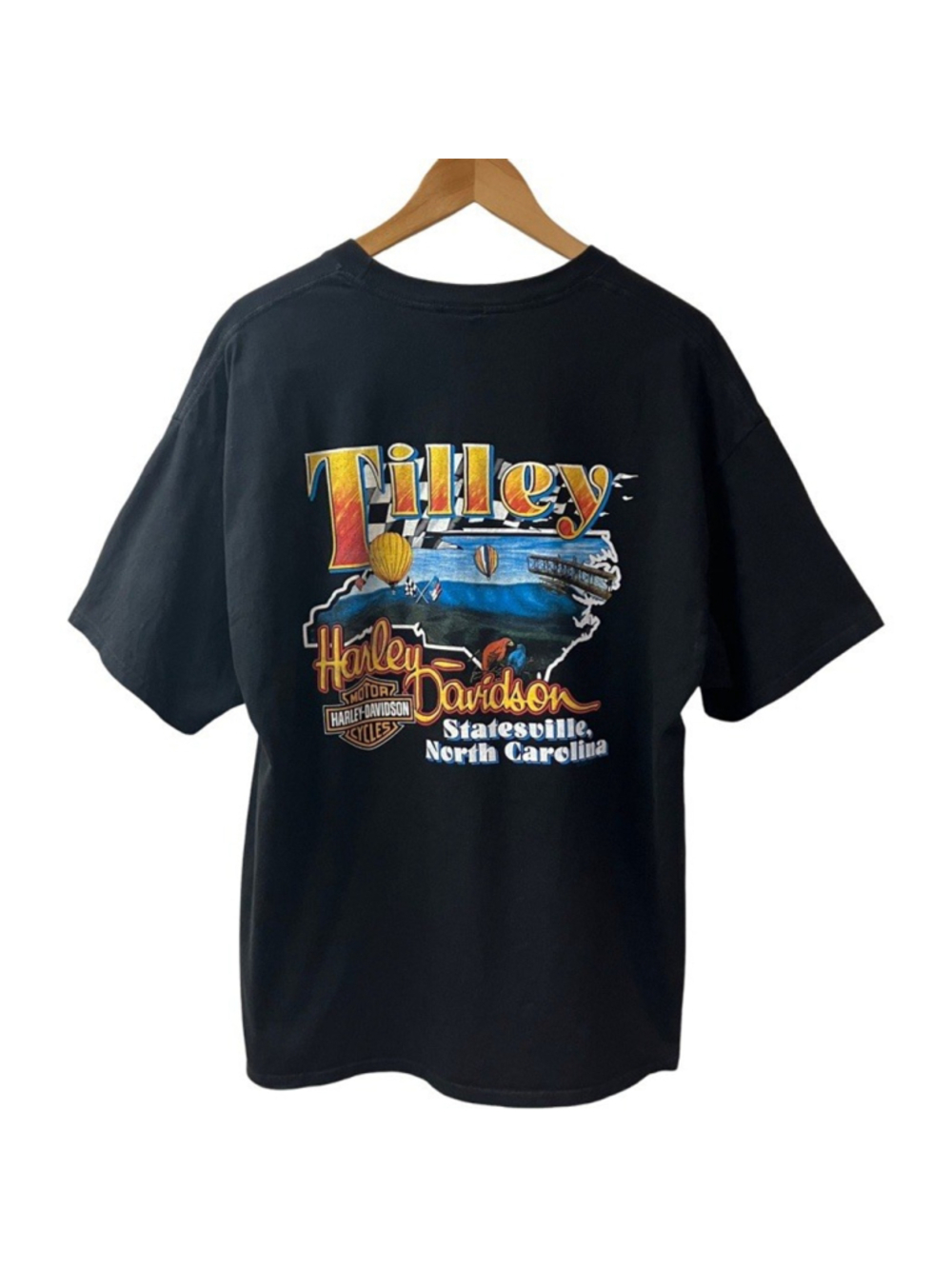 2021 Harley Davidson Motorcycle Tilly NC Graphic T-Shirt X-LARGE Black 2 Sided